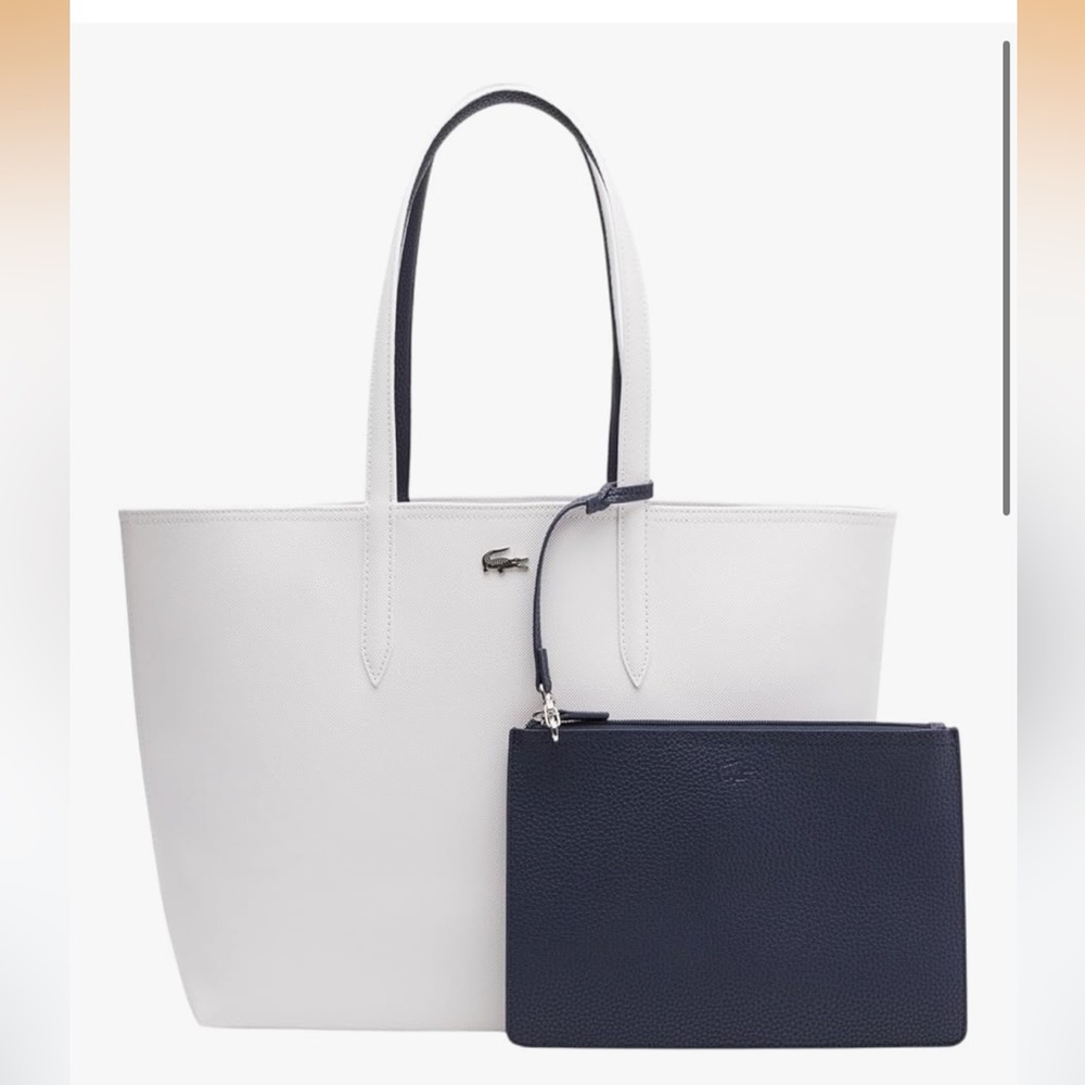 Lacoste Women's Anna Large Reversible Tote Bag White and Navy